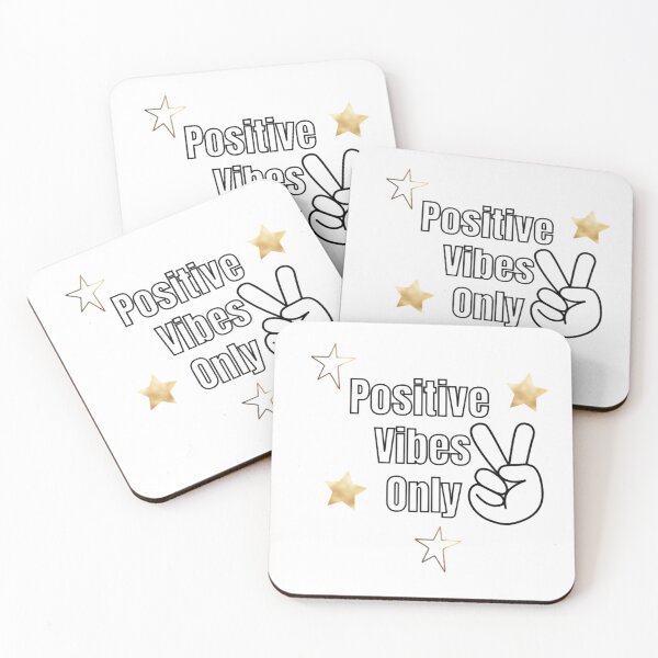 Item preview, Positive vibes only with a peace sign and gold stars designed and sold by Malz03.
