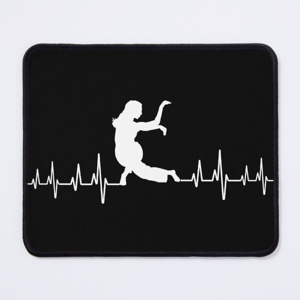 Item preview, Female martial art silhouette on heartbeat designed and sold by RetComly.