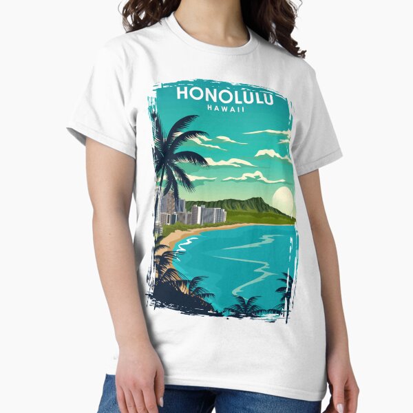 Item preview, Honolulu Hawaii Vintage Minimal City Travel Poster designed and sold by Stadify.