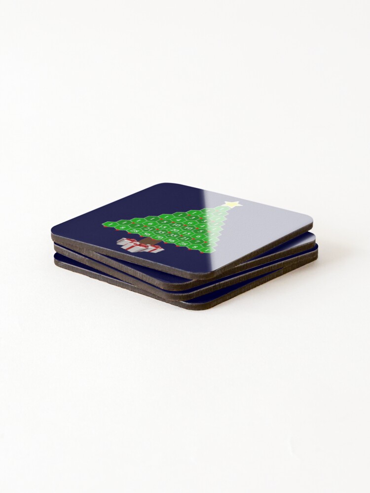 Thumbnail 4 of 5, Coasters (Set of 4), Pascal's Triangle Math Christmas Tree designed and sold by rewstudio.