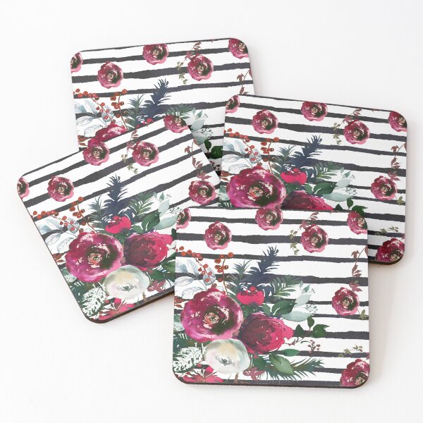 Item preview, Beautiful red rose blanket pattern with white and black stripes Winter 2022 designed and sold by Ndli.