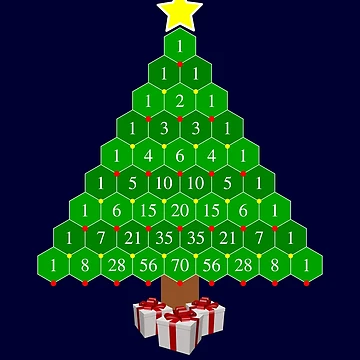Artwork thumbnail, Pascal's Triangle Math Christmas Tree by rewstudio