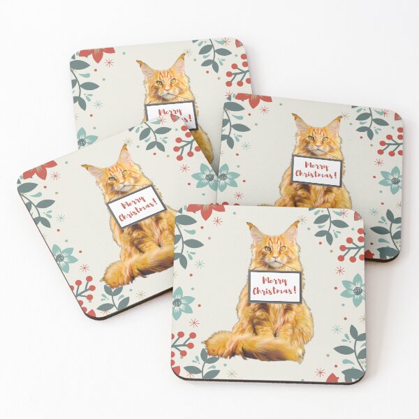 Item preview, Christmas Maine Coon cat designed and sold by AnnaAndVibes.