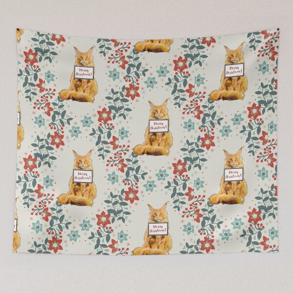 Item preview, Christmas Maine Coon cat designed and sold by AnnaAndVibes.