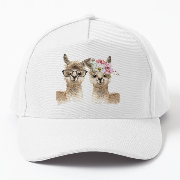 llamas funny and cute  male and female llamas illustration Baseball Cap