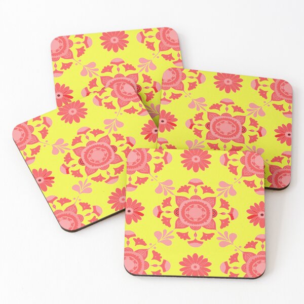 Item preview, Red Floral Chinoiserie on Yellow designed and sold by AlteredAtelier.