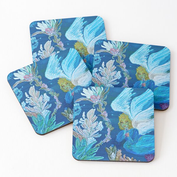Item preview, Blue Angel and Flowers Painting designed and sold by worldways.