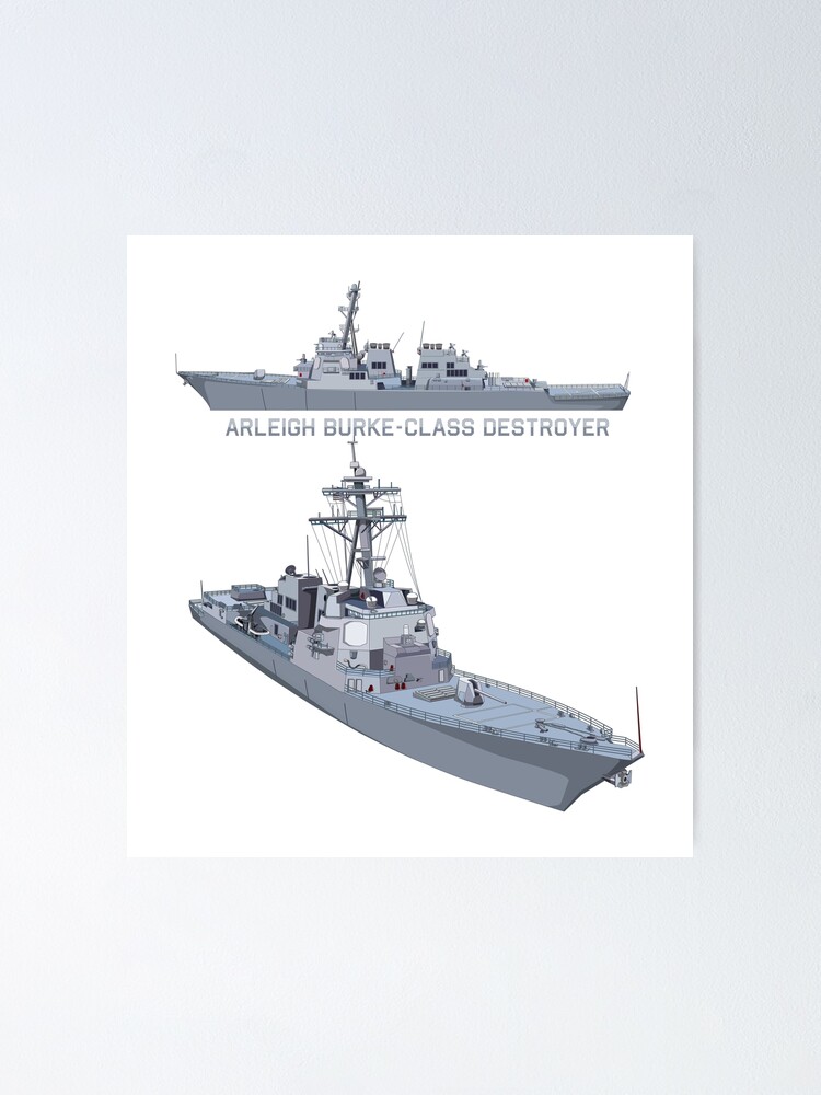 Arleigh Burke Class Destroyer Ship Diagrams T Poster For Sale By Battlefield Redbubble