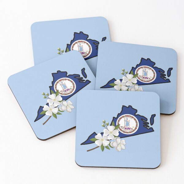 Item preview, State of Virginia Flag with State Flower Flowering Dogwood (Blue) designed and sold by Gsallicat.