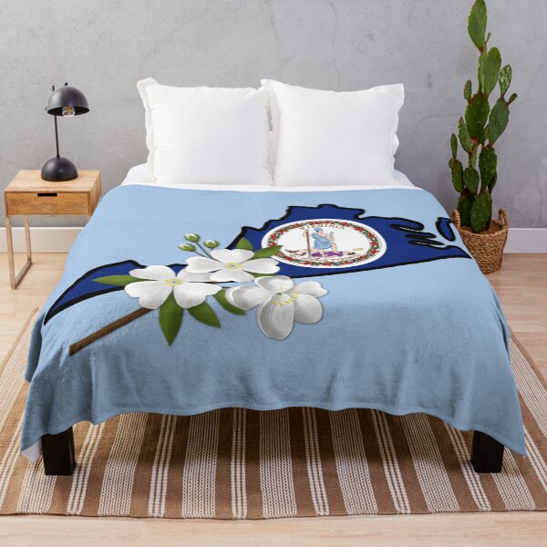 Item preview, State of Virginia Flag with State Flower Flowering Dogwood (Blue) designed and sold by Gsallicat.