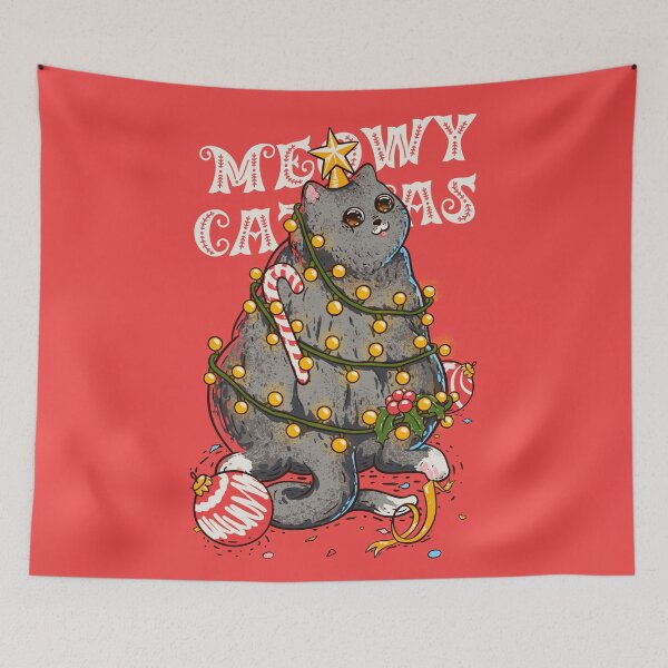 Item preview, Merry Catmas - Funny Chonky Cat dressed as a Chritmas Tree | New Year 2021 | Chonk, Chonker, Chonkster, Fat cat butt. RED designed and sold by Any Color Designs.