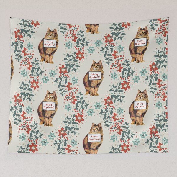 Item preview, Christmas Norwegian Forest cat designed and sold by AnnaAndVibes.