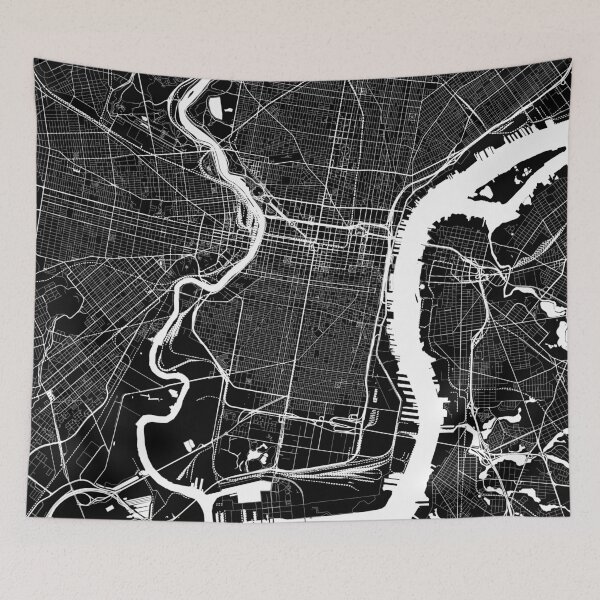 Item preview, Philadelphia, Pennsylvania, City Map - Black designed and sold by helloadventure.