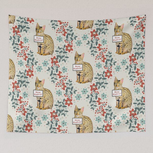 Item preview, Christmas Savannah cat designed and sold by AnnaAndVibes.