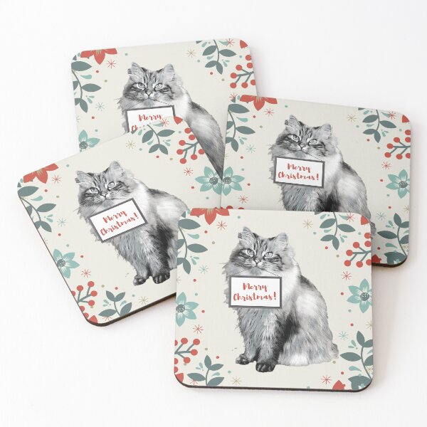Item preview, Christmas Siberian cat designed and sold by AnnaAndVibes.