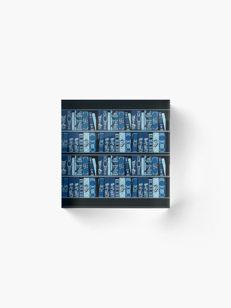 Alternate view of Blue Book Shelves Vintage Books Pattern Acrylic Block