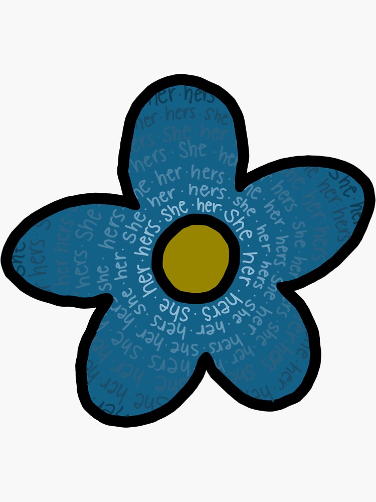 "Cute Flower Pronoun Sticker She/Her" Sticker for Sale by bluemakes