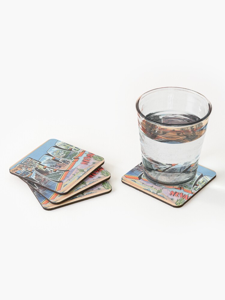 Coasters (Set of 4), Vintage Colorful Greetings From Las Vegas Nevada designed and sold by raybondesigns