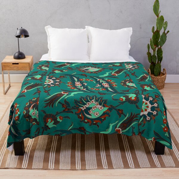 Item preview, Vibrant Red, Teal, Green Oriental Flowers and Leaves Cute Floral Botanical designed and sold by silviaol.