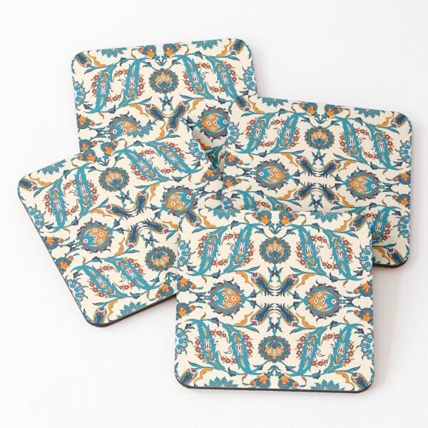 Item preview, Blue, Orange, Tan Antique Oriental Rug Pattern. Abstract Geometric Folk Seamless Pattern designed and sold by silviaol.