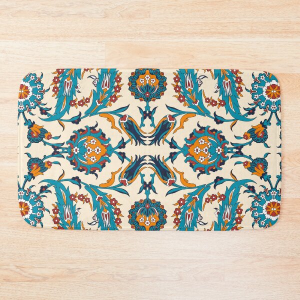 Item preview, Blue, Orange, Tan Antique Oriental Rug Pattern. Abstract Geometric Folk Seamless Pattern designed and sold by silviaol.