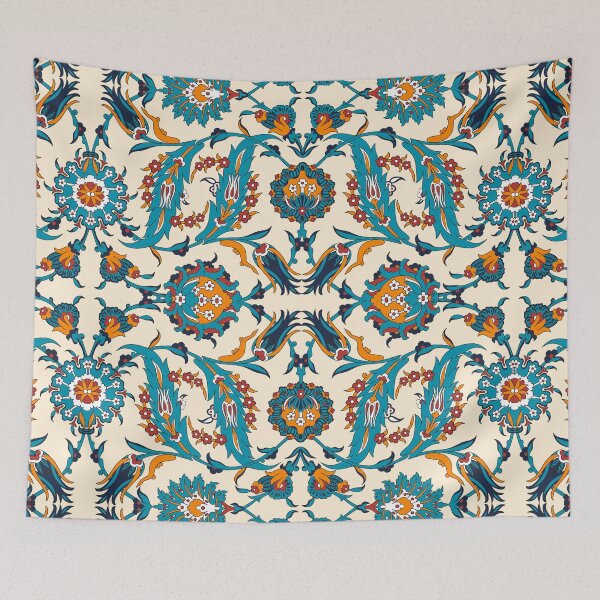 Item preview, Blue, Orange, Tan Antique Oriental Rug Pattern. Abstract Geometric Folk Seamless Pattern designed and sold by silviaol.