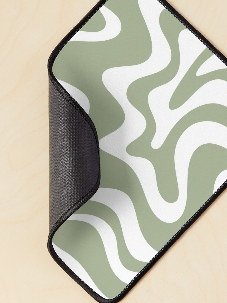 Liquid Swirl Retro Contemporary Abstract in Sage Green and Nearly White  Mouse Pad for Sale by kierkegaard