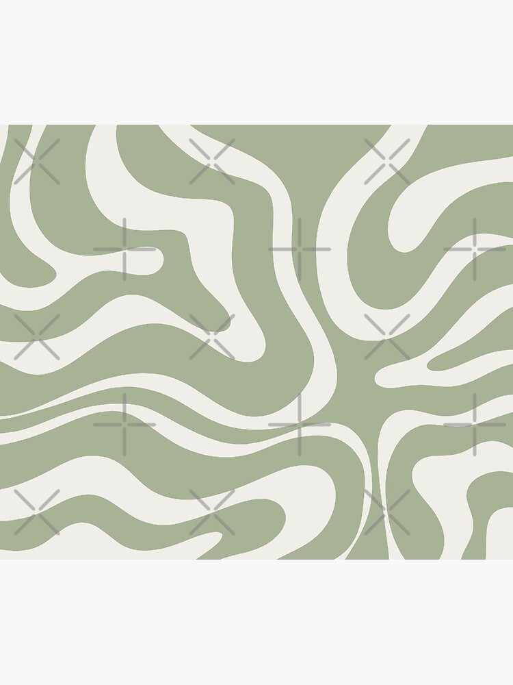 Liquid Swirl Retro Contemporary Abstract in Sage Green and Nearly White  Mouse Pad for Sale by kierkegaard