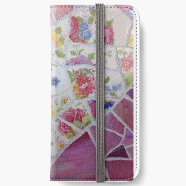 Heart Mosaic Flowers and Pink iPhone Wallet