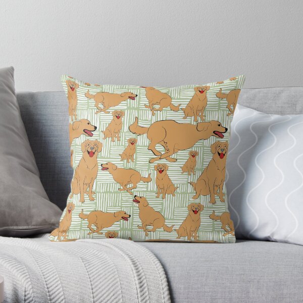 Golden Retriever All-Over Pattern - by Karen Little, Littleviews Throw Pillow