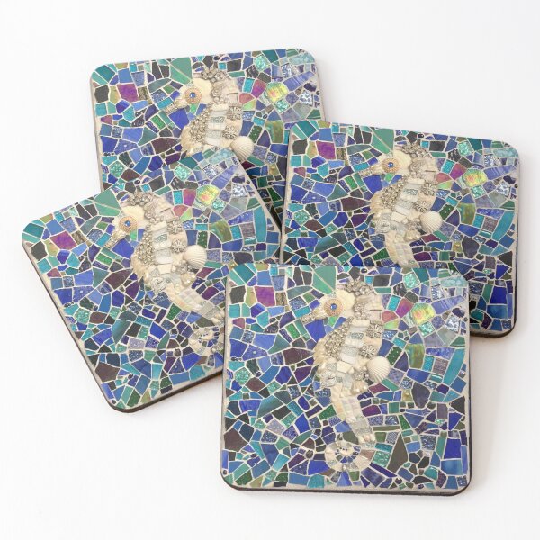 Seahorse Mosaic Coasters (Set of 4)