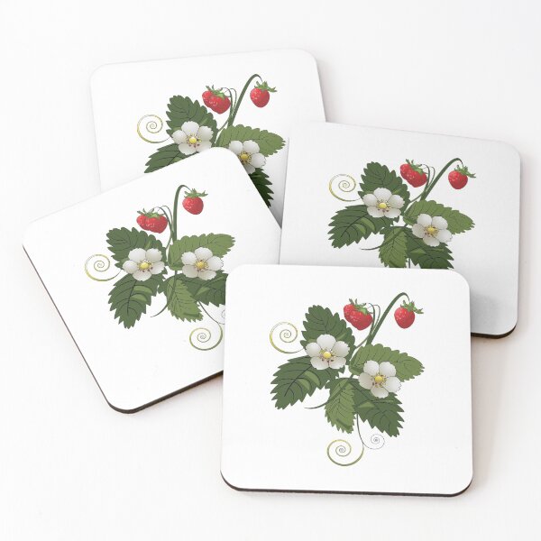 Item preview, Abstract Red Strawberries, Leaves and Strawberry Flowers designed and sold by silviaol.