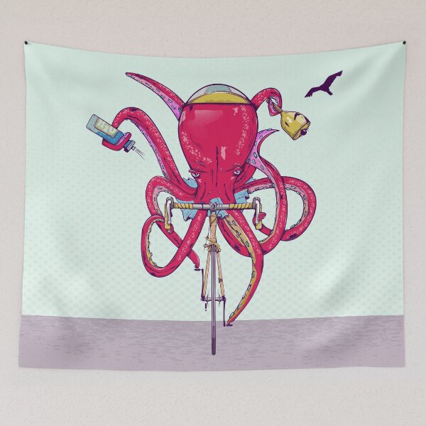 Item preview, Octopus Riding a bike designed and sold by piedaydesigns.