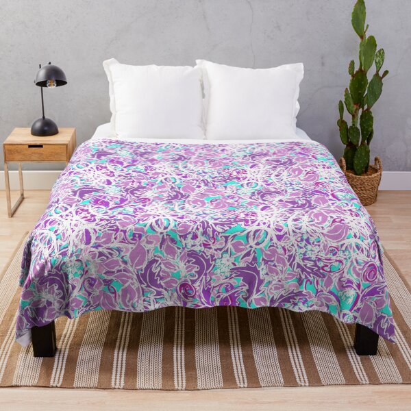 Item preview, Abstract Watercolor Purple and Vibrant Teal Leaves designed and sold by silviaol.