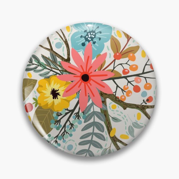 Item preview, Abstract Cute Vibrant Fall Autumn Nature Pattern. Orange, Red Berries, Mixed Flowers designed and sold by silviaol.