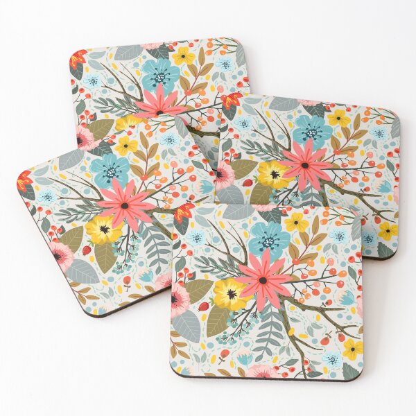 Item preview, Abstract Cute Vibrant Fall Autumn Nature Pattern. Orange, Red Berries, Mixed Flowers designed and sold by silviaol.