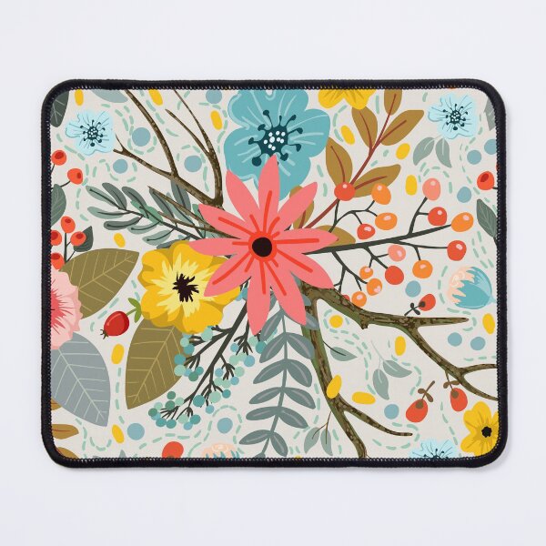 Item preview, Abstract Cute Vibrant Fall Autumn Nature Pattern. Orange, Red Berries, Mixed Flowers designed and sold by silviaol.