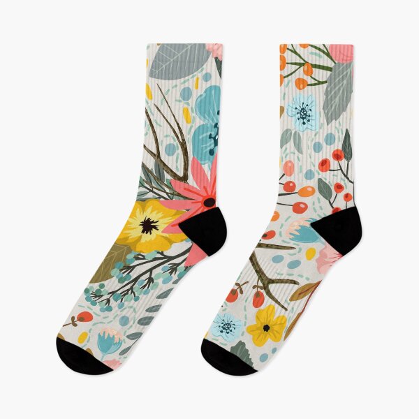 Item preview, Abstract Cute Vibrant Fall Autumn Nature Pattern. Orange, Red Berries, Mixed Flowers designed and sold by silviaol.