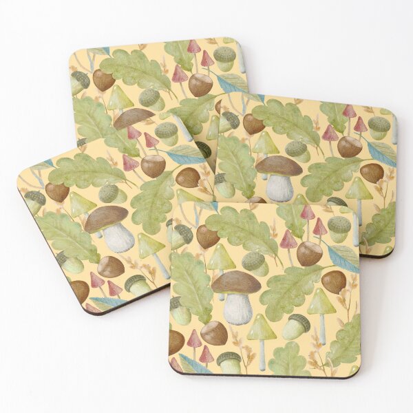 Item preview, Watercolor Wild Mushrooms, Acorns, Oak Leaves, Chestnuts Fall Autumn Seamless Pattern designed and sold by silviaol.
