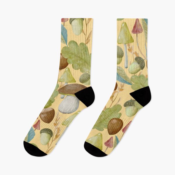 Item preview, Watercolor Wild Mushrooms, Acorns, Oak Leaves, Chestnuts Fall Autumn Seamless Pattern designed and sold by silviaol.
