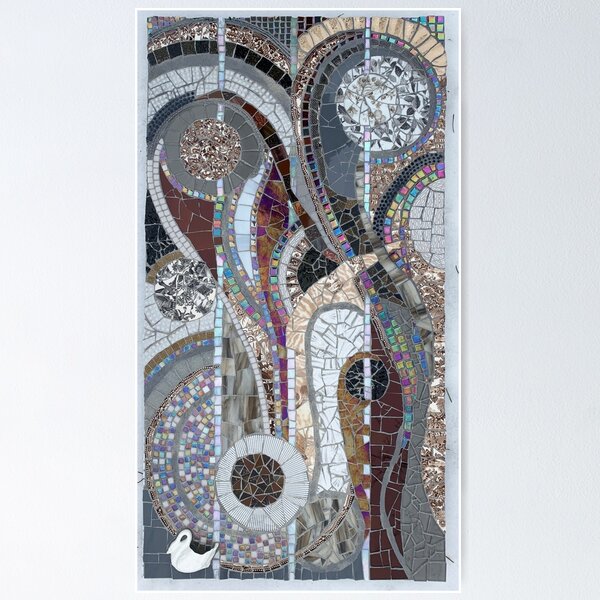 Item preview, abstract mosaic in browns and grays designed and sold by Strapp-Studio.