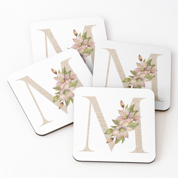 Item preview, Vintage Beige Letter M With Abstract Flowers and Leaves. Floral Letter M designed and sold by silviaol.