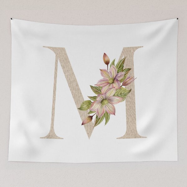 Item preview, Vintage Beige Letter M With Abstract Flowers and Leaves. Floral Letter M designed and sold by silviaol.