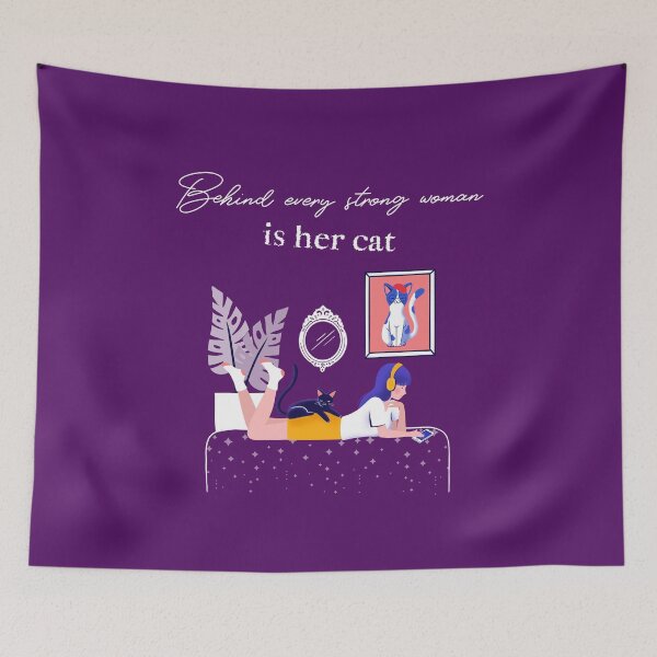 Item preview, behind every strong woman is her cat designed and sold by SuperiorPrints.