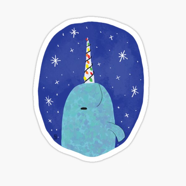 Holiday Narwhal Sticker