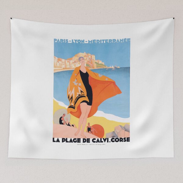 Item preview, 1928 CORSICA Calvi Beach Travel Poster designed and sold by retrographics.