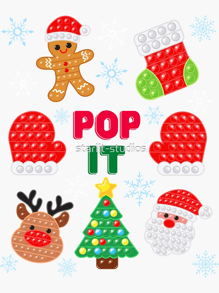 "Pop It Christmas Bubble Fidget Santa Reindeer " Sticker for Sale by