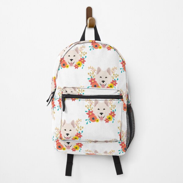 Item preview, White Husky Dog with Flowers designed and sold by courtneyjart.
