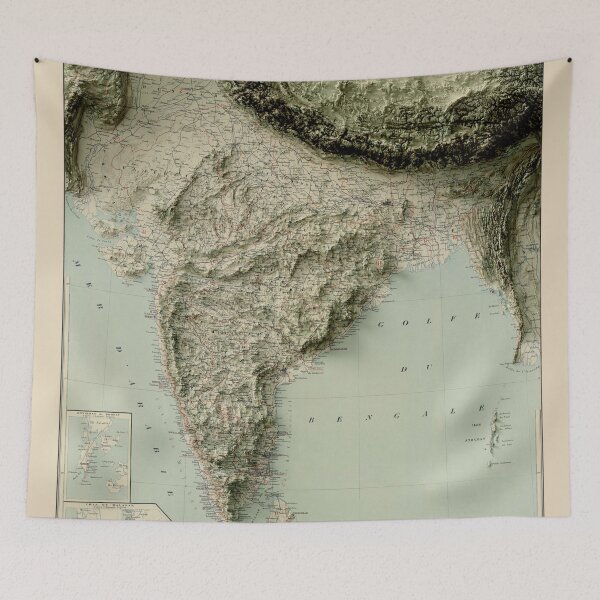 Item preview, 1907 India Relief Map 3D digitally-rendered designed and sold by ThinkAboutMaps.