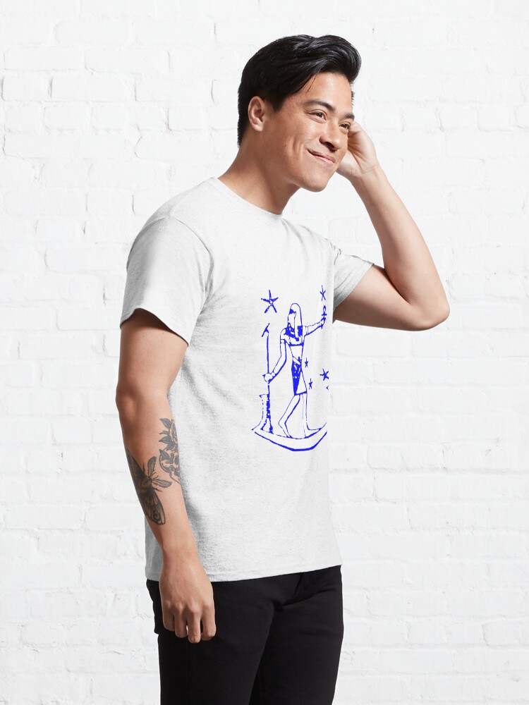 Alternate view of #osiris #orion #blackandwhite #standing #clipart #arm #illustration #symbol #sketch #vector #justice #cross #sword #chalkout #people #males #jointbodypart #thehumanbody #inarow #men #realpeople Classic T-Shirt